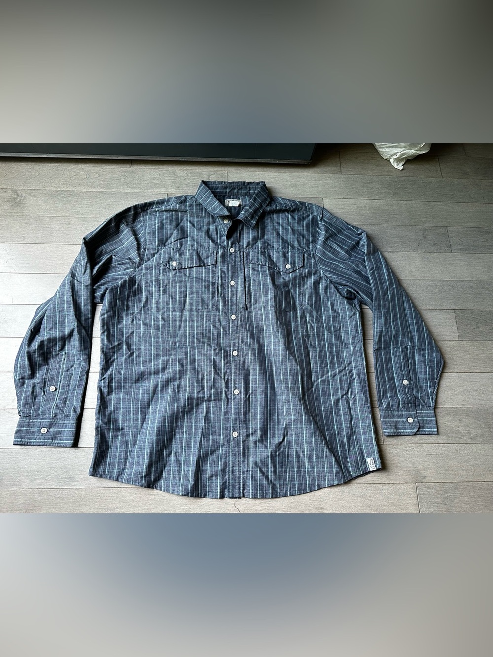 Men’s LL Bean Blue Plaid Button Down Long Sleeve Formal Business Casual Shirt XL